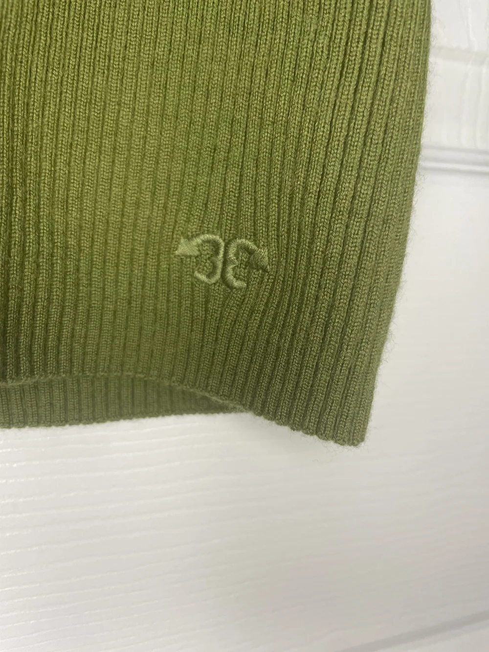 Tory Burch Merino Wool Olive Green Ribbed V-Neck Cardigan Size S